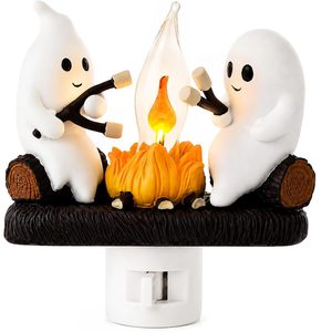 Meilleure vente : Veilleuse LED à brancher Effet Flamme Vacillante, Décoration d'Halloween 3D, Fantôme Guimauve Mignon et Effrayant - Product Image 1
