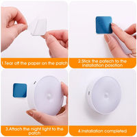 Veilleuse à détecteur de mouvement ronde LED pour armoire Veilleuse USB rechargeable à induction intelligente Veilleuse de penderie