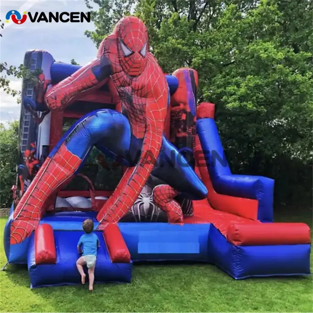 Outdoor party kids jumping castles with prices wholesale commercial spiderman inflatable bounce house customizable