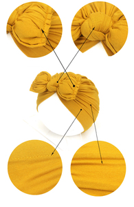 Chapeau mignon <span class=keywords><strong>Turban</strong></span> pré-noué avec nœud Bandeaux en coton pour cheveux Casquette nouée Hijab Turbans Petites filles Enfants Top Noeud Bébé pour enfants - Product Image 3