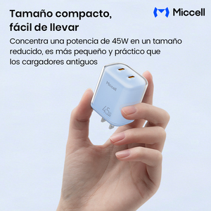 Cargador de PC de 45W Miccell Compatible con QC y PD, Diseño de Doble Cara Único y Protector de Pantalla, Ideal para Adaptador de Teléfono - Product Image 3