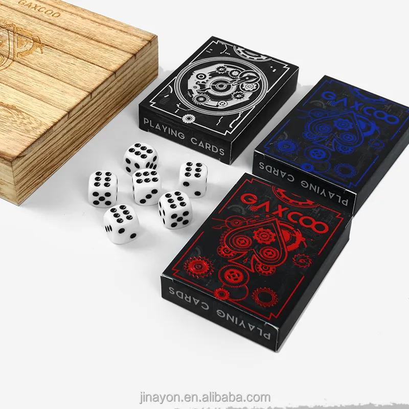 Çin oyun kartları fabrika siyah çekirdek Joker Poker seti özelleştirilmiş ahşap kutu ile mükemmel hediye