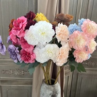 KW-F067 4 Tangkai Bunga Mawar Buatan Warna Caramel, Bunga Peony Sutra Buatan untuk Dekorasi Pernikahan