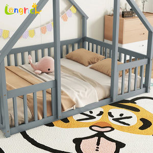 Lit pour enfants en bois de pin naturel forme de maison Montessori chambre à coucher lit pour <span class=keywords><strong>b</strong></span>é<span class=keywords><strong>b</strong></span>é espace de sommeil sûr pour tout-petit à l'école Villa - Product Image 4