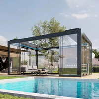 Pérgola de Jardín Prefabricada de Aluminio con Techo Panorámico de Vidrio - Estructura Exterior Independiente, Duradera, Ecológica y con Recubrimiento en Polvo