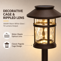 Lampes solaires d'extérieur étanches 3000K LED Chaud Bronze Pagode Cage pour Jardin, Aménagement Paysager, Pelouse, Allée