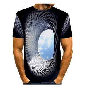 2023Fast Delivery Men's T Tee Shirt Graphic Optical Illusion Round Neck Gray 3D Daily Short Sleeve Print Clothing Apparel Basic