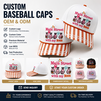 Casquette de baseball personnalisée avec broderie graphique, visière rayée, passepoil contrastant, mignonne, réglable, style snapback, vente en gros
