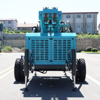 Plateforme de forage de puits d'eau SM300 300m sur roues, moteur diesel avec compresseur d'air et pompe à boue