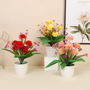 Juego de Flores Artificiales de Hortensia de Yiwu Datuo, 30x32 cm, Rojo Brillante, Rosa, Amarillo, Planta en Maceta de Plástico, Decoración para Sala de Estar - Product Image 1
