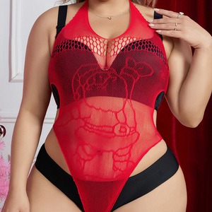 Medias de Reina para <span class=keywords><strong>el</strong></span> Día de Navidad, Talla Grande, Color Rojo, Medias de Rejilla Transparentes para Mujer, Estilo Europeo, Body de Rejilla, Pantalones, Body - Product Image 2