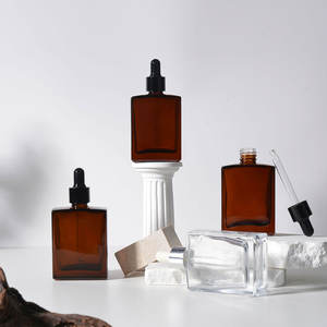 Toptan kare uçucu yağ <span class=keywords><strong>Serum</strong></span> şişeleri 15ml 30ml 50ml 100ml Amber şeffaf cam damlalık şişe ile ambalaj kutusu - Product Image 2