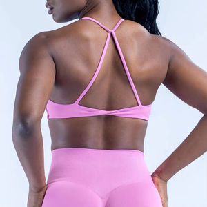 Sujetador deportivo HP-YY003 sin costuras con espalda cruzada y cuello en U de secado rápido para mujer, sujetador de yoga suave como la mantequilla - Product Image 3