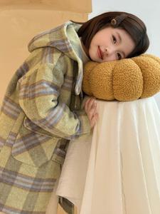 <span class=keywords><strong>Manteau</strong></span> d'hiver long à carreaux pour filles, décontracté, mignon, en laine synthétique, <span class=keywords><strong>chaud</strong></span>, doux, en polyester imprimé, à capuche, fermeture à boutons, <span class=keywords><strong>manteau</strong></span> MeiXi - Product Image 2