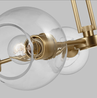 XZ Nordic Classic Mid Century Colgante moderno Latón cepillado y globos de vidrio transparente Lámpara colgante