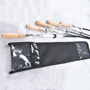 Barbecue avec manche en <span class=keywords><strong>bois</strong></span> pièces 1 pièce de <span class=keywords><strong>50</strong></span> <span class=keywords><strong>cm</strong></span> de long, en acier inoxydable, 5 brochettes de kebab, BBQ - Product Image 3