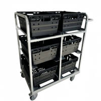 Chariot logistique robuste ALLWORLD CH05105 en acier avec étagères grillagées, capacité 200 kg, 1082*650*1138mm, quatre roues, revêtement poudré, OEM ODM