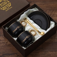 Offre Spéciale : Ensemble Tasse et Soucoupe en Céramique Dorée de Luxe avec Poignée et Cuillère Dorées