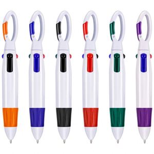 Bulk Promotional 4 Color Shuttle Pen With Carabiner Clip Personalized <b>Creative</b> <b>Gift</b> Pen for Company Anniversary Giveaway - Product Image 1