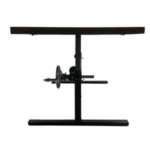 Mesa de Comedor de Hierro Fundido Industrial con Base Vertical Ajustable a Mano y Tapa de Madera Estilo Antiguo - Product Image 4