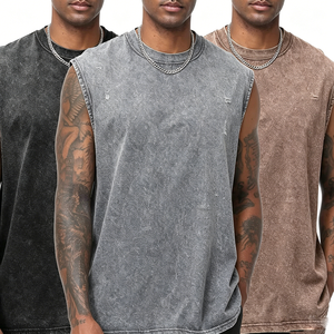 Débardeur <span class=keywords><strong>sans</strong></span> manches en coton tricoté pour homme, avec logo personnalisé, de haute qualité, effet délavé, respirant, coupe décontractée, idéal pour l'été - Product Image 1