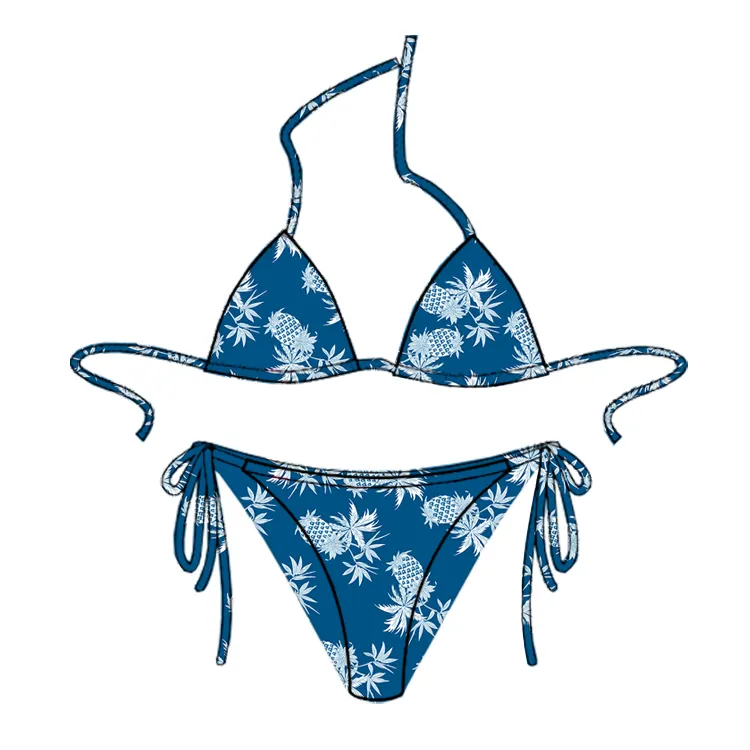 Fabricante personalizado traje de baño mujeres Sexy impresión lujo Bikini conjunto cintura alta Bikini tela traje de baño