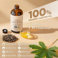Huile de ricin pure biologique pressée à froid sans hexane en vrac, naturelle pour la croissance des cheveux et des cils, les soins de la peau et du visage, pack