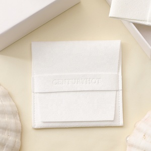 PUPPYSEW <b>White</b> Microfiber Bag Velvet Pouch with Personalized Logo Jewelry Packaging Pouch With Flip Lid Bracelet Pouch - Product Image 3