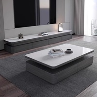 Nouveau Meuble TV Italien Luxe Moderne pour la Maison, Combinaison Table Basse et Meuble TV en Bois Massif Simple et Élégant