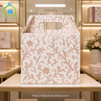 Boîte cadeau de luxe à motif floral arabesque, entièrement enveloppée, avec logo personnalisé, estampage à chaud doré, élégante boîte à poignée pour mariage, Ramadan, Eid Mubarak