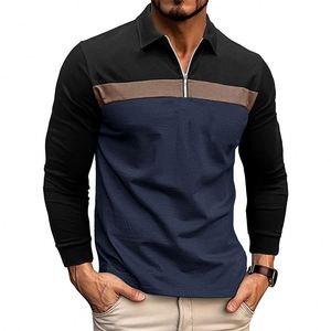 <span class=keywords><strong>Polo</strong></span> da Uomo Bestseller alla Moda, Casual, Ampia, Elegante, per il Lavoro, a Maniche Lunghe con Colletto e Blocchi di Colore - Product Image 1