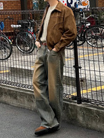 Veste en daim de haute qualité OEM pour homme, veste bomber vintage, streetwear, coupe ample, veste de travail personnalisée