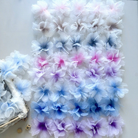 Ruban en tissu brodé en organza dégradé de 14 cm, en forme de cœur, avec fleurs 3D en dentelle, pour accessoires vestimentaires, décoration intérieure et projets DIY