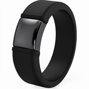 2025 New Arrival Modern <b>Wedding</b> 8mm Wide 2.5mm Thick Four Color Curved <b>Silicone</b> <b>Rings</b> for Women Men - Product Image 1