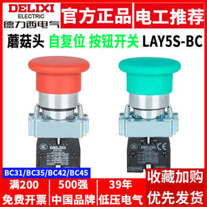 Interruptores de Botón Pulsador de Metal Grandes de 22 mm con Reinicio Automático Delixi XB2, Cabeza de Hongo BC35/BC42 XL5-BC31/BC42 - Product Image 4