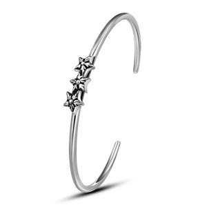Retro Star Open C Shape <b>Titanium</b> Steel Bracelet Women's Fashion Bangle SZ032 - Product Image 1