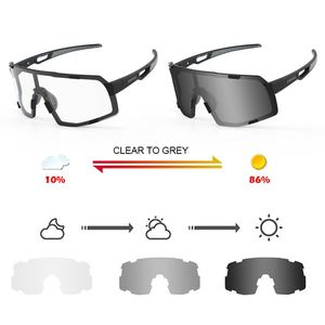 Lunettes de soleil de cyclisme photochromiques surdimensionnées personnalisées avec logo, verres sportifs à teinte variable - Product Image 2