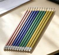 Ensemble de crayons personnalisés certifiés EN71 ISO, crayons hexagonaux en bois multicolores métalliques avec gomme, vente en gros directe d'usine