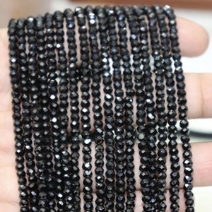 พลอยสปินเนอร์สีดำธรรมชาติเหลี่ยมเพชรพลอย Rondelle ลูกปัดจำนวนมาก - Product Image 4