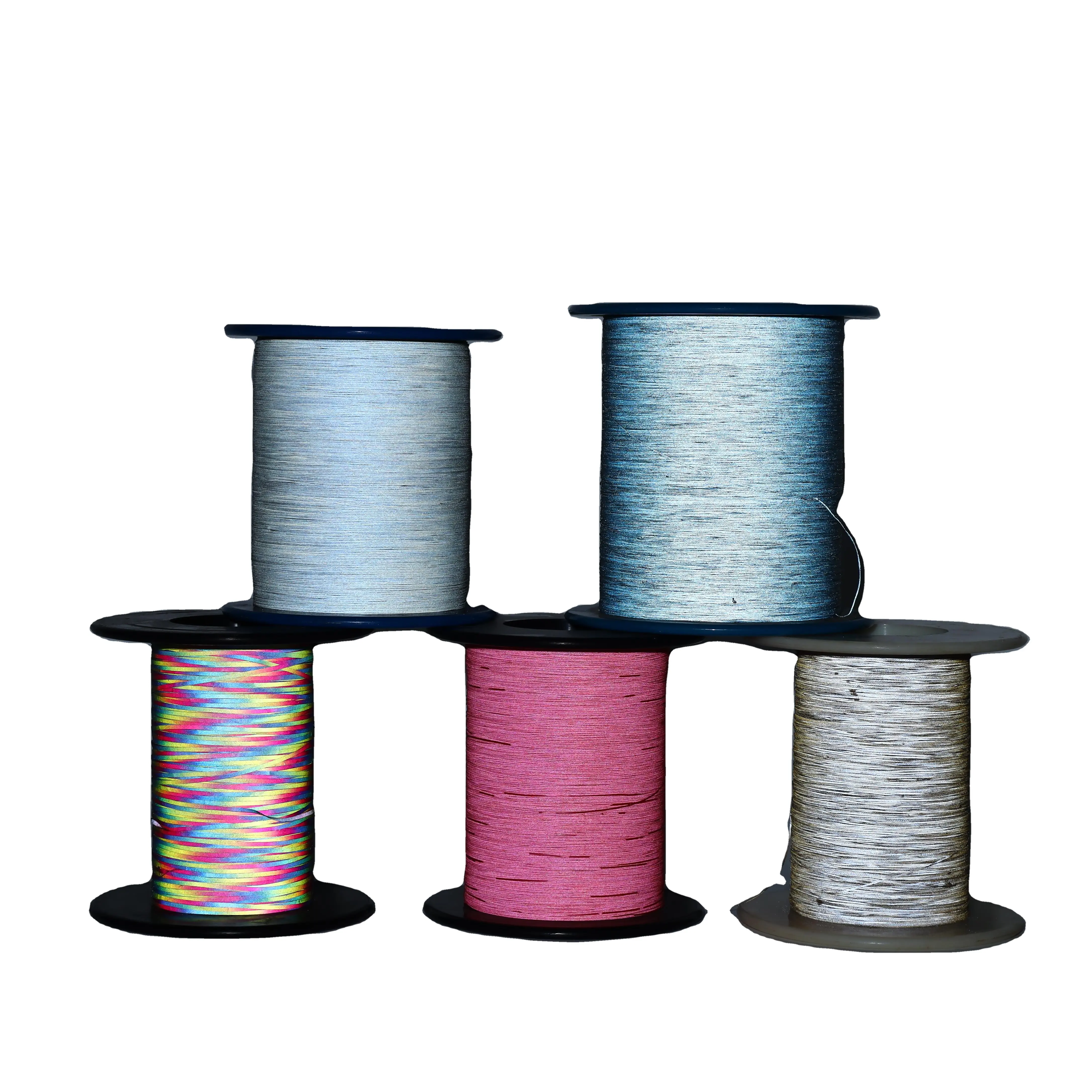 Bande réfléchissante haute lumière fil à tricoter réfléchissant fil réfléchissant pour le tissage 0.15mm 0.20mm 0.25mm à 5mm bande réfléchissante