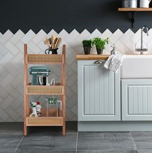 كومبوهومر 3 طبقات الخيزران الروطان عرض متعدد الوظائف حر الوقوف رف تخزين رف الكتب الطبيعية - Product Image 2