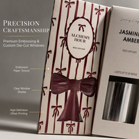Emballage personnalisé en carton kraft écologique pliable avec fenêtre découpée et poignée pour diffuseur de roseaux et huiles essentielles – Vente en gros