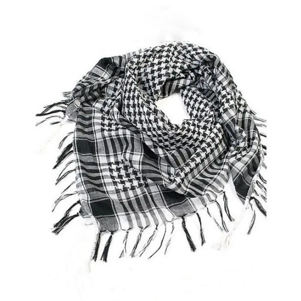 Q703 95*95Cm Katun Kotak-kotak Keffiyeh Kepala Leher Syal Arab Bungkus dengan Rumbai Shemagh Syal Gurun