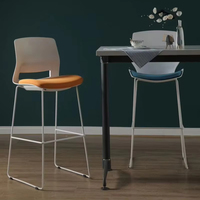 Chaise haute en métal de style nordique moderne et luxueux, siège en plastique PP, pour la salle à manger, la maison, l'hôtel, l'extérieur, chaise de bar