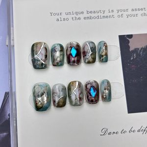 Tendencia de <span class=keywords><strong>Uñas</strong></span> de Primavera: <span class=keywords><strong>Uñas</strong></span> Postizas con Diseño de <span class=keywords><strong>Flores</strong></span> en <span class=keywords><strong>Acuarela</strong></span>, Efecto Ojo de Gato, Cromadas, Forma Almendrada, para Mujeres y Niñas - Product Image 1