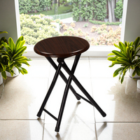 Tabouret de bar pliant contemporain en bois avec structure en tube d'acier et design pivotant pour usage en ferme, salon, salle à manger, bar à domicile, atelier