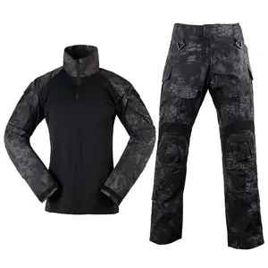 Conjuntos de uniformes de camuflaje, camisas tácticas de manga larga y corta, ajustados, de rana y Pitón negro