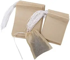 Custom Logo Non Woven Tea Filter Bags with Cotton Drawstring Bag Soft Beige Jute Coffee Tea Packaging Bag