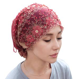 Gorro Turbante de Encaje Ecológico y Transpirable para Mujer, Marca YASEEN, Pañuelo Musulmán para la Cabeza, Apto para Todas las Estaciones - Product Image 3