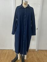 Robe longue en jean grande taille de qualité supérieure pour femme, style vintage décontracté, col rabattu, manches bouffantes, écologique, collection automne